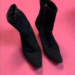 Prada black fabric booties with rubber sole